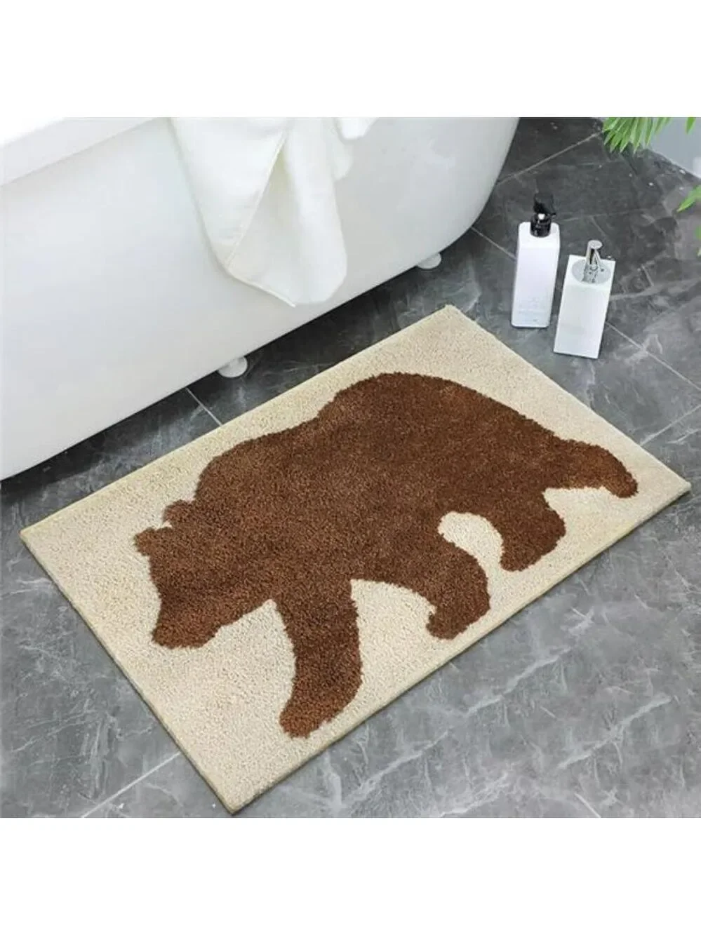 Rustic Bear Bathroom Rug Non Slip Cabin Lodge Farmhouse Soft Absorbent Floor Mat